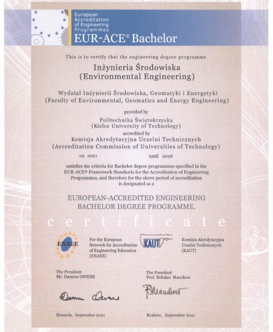 Akredytacja zagraniczna „EUR-ACE® Label”
