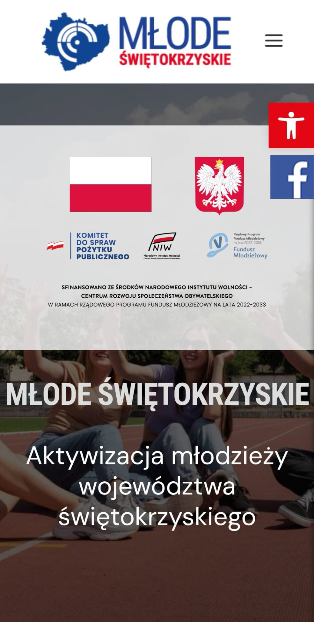 Logo "Młode Świętokrzyskie", flagi Polski i godło. Sfinansowano ze środków Narodowego Instytutu Wolności.