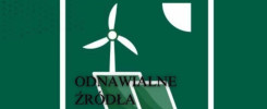 Symbol odnawialnych źródeł energii: wiatrak i panele słoneczne. Kontekst: ekologia, energia.