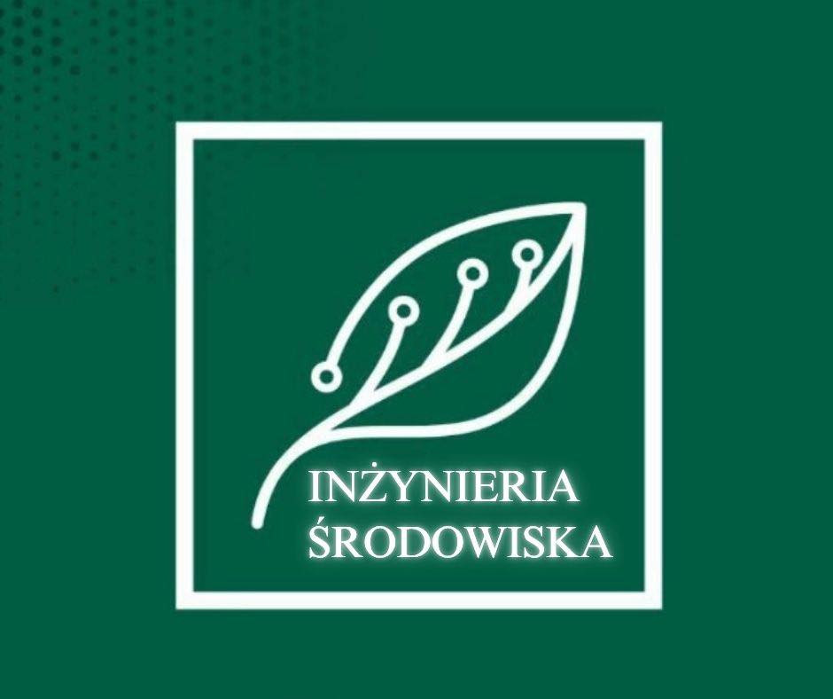 Logo z liściem i napisem "Inżynieria Środowiska". Kontekst: uczelnia lub wydział.