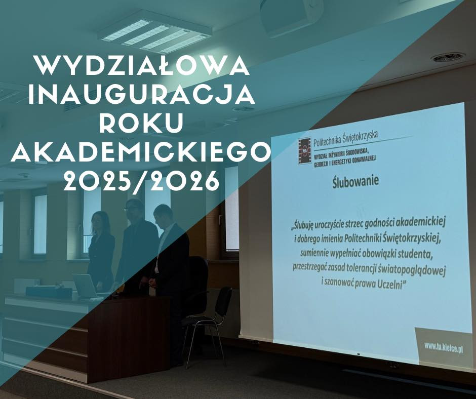 Wydziałowa inauguracja roku akademickiego 2025/2026. Na ekranie tekst ślubowania.