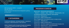 Plakat informuje o Świętokrzyskim Kongresie Energii. Kluczowe obiekty: panele dyskusyjne, prelekcje, rejestracja.