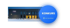 Budynek MPEC Kielce z napisem "KONKURS" i adresem strony www.mpec.kielce.pl.