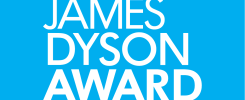 Napis "THE JAMES DYSON AWARD 2024" na niebieskim tle. Kontekst: nazwa nagrody.