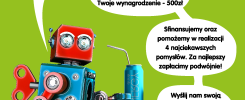 Robot z puszką napoju, promujący recykling. Konkurs dla studentów na projekt recyklingu puszek.